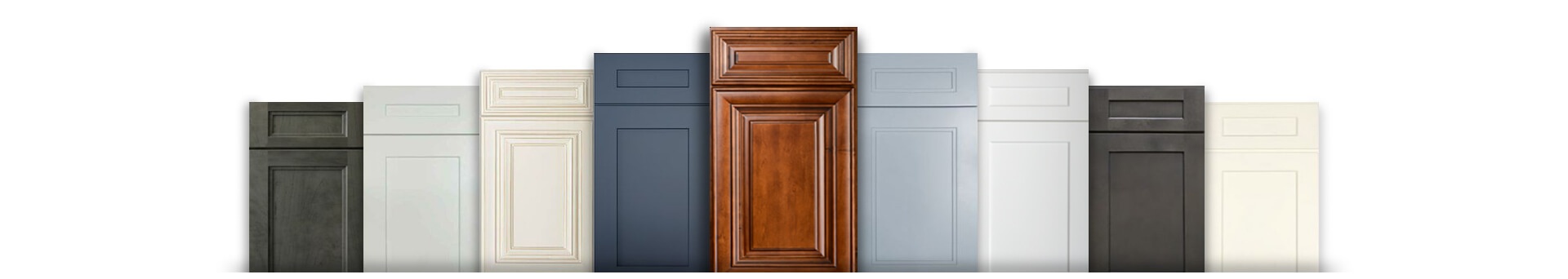 Kitchen cabinet door finish samples in a range of colors and styles